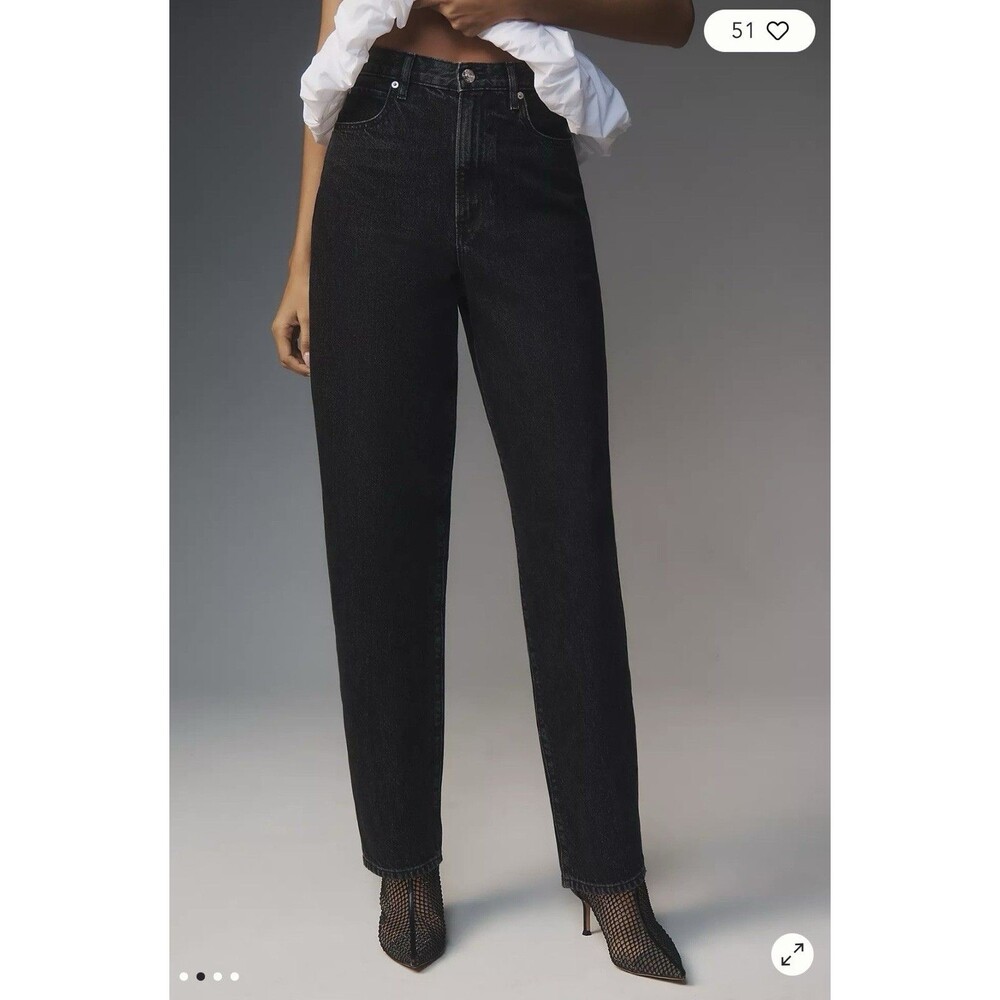 FRAME Women's High Rise Straight Jeans Black Dark Wash Cotton Denim size 28